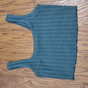 Offline By Aerie Tank Green Scalloped Hem Ribbed OG Groove Crop Top Medium